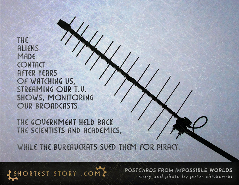 a science fiction short story about pirate broadcasts and alien contacts