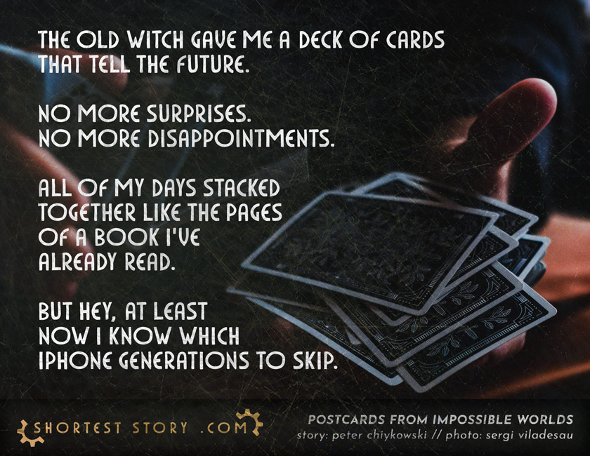 a short story about the future in a handful of cards