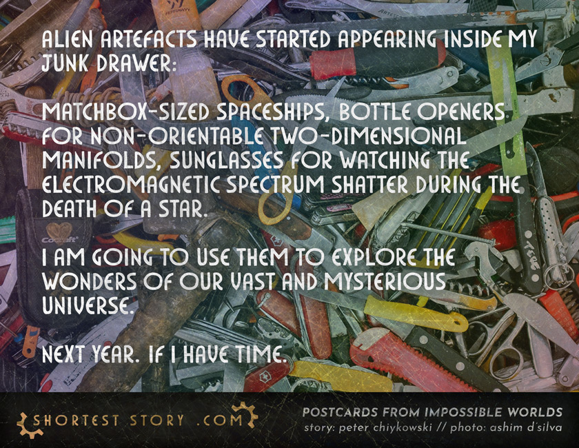 a short story about alien artifacts appearing randomly in a junk drawer