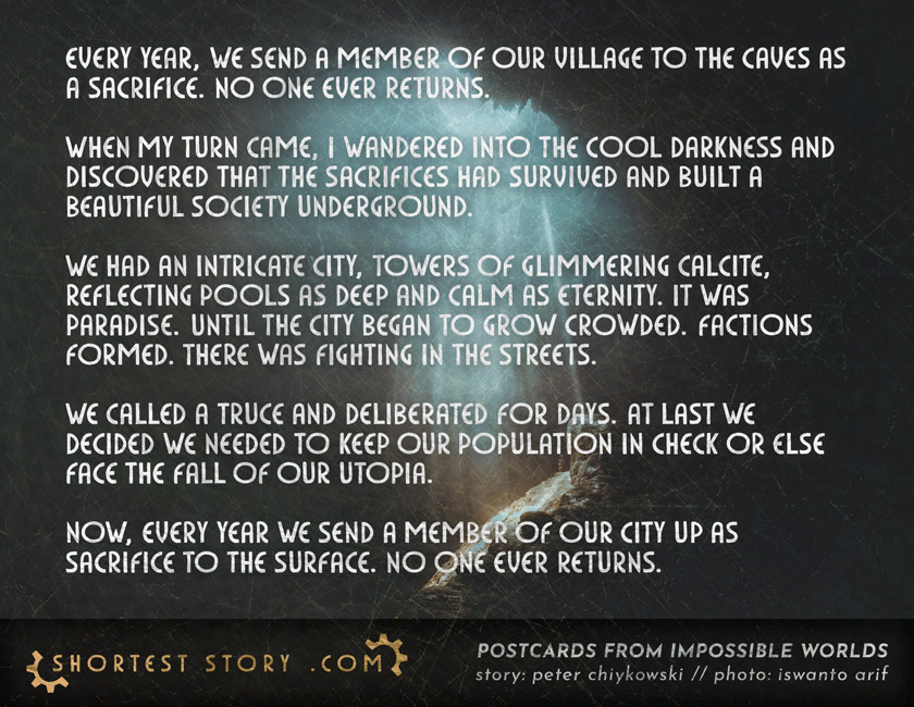a short story about a village that banishes one member to the cave every year