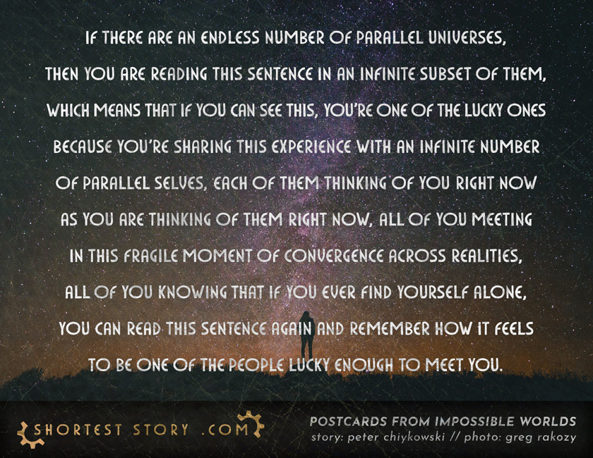 an opportunity to meet yourself across worlds