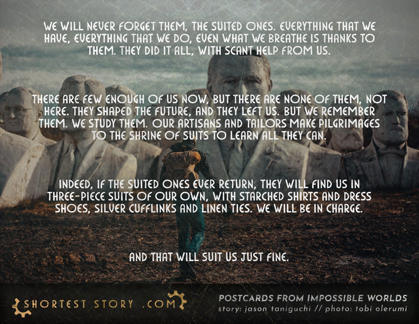 a special guest story by Jason Taniguchi about the world left behind by the ancient suited ones