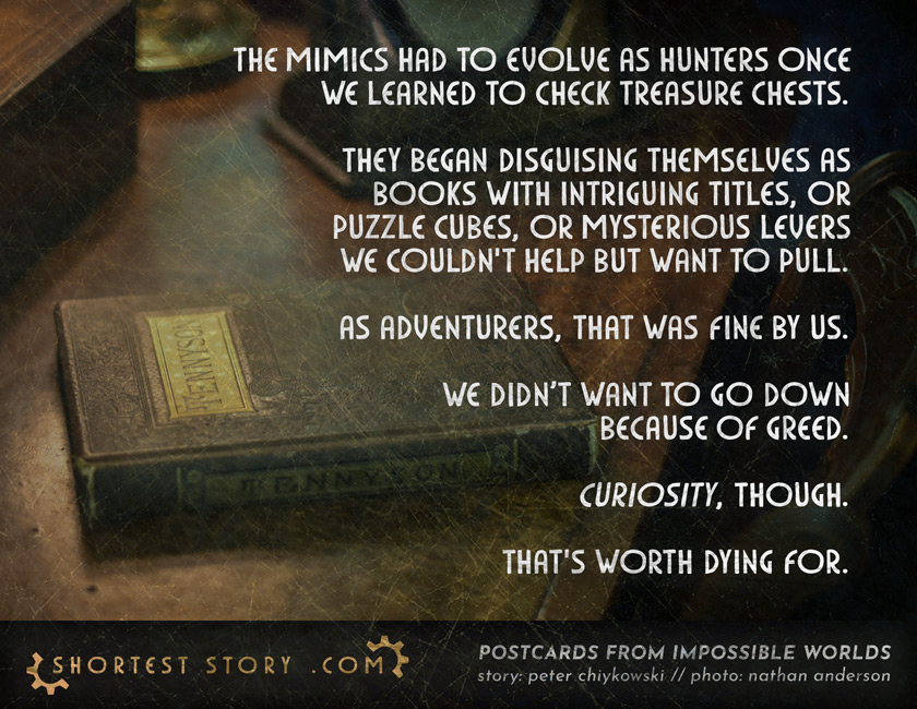 MIMICS a short story about mimics evolving to more advanced ways to hunt curious adventurers