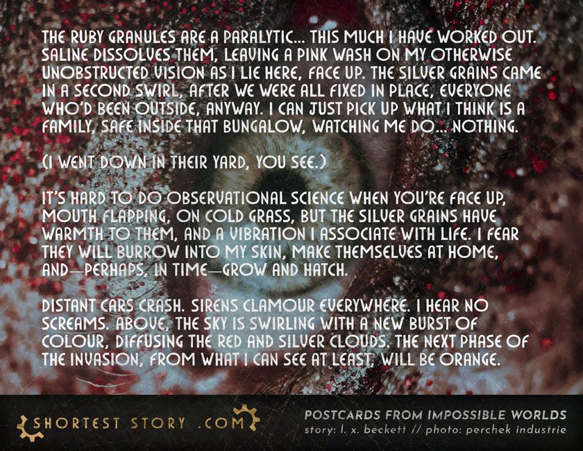 a chilling postcard story about the coming invasion by special guest L.X. Beckett