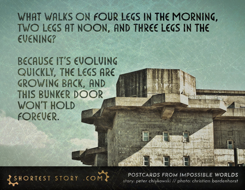 The Riddle of the Sphinx a short story about what goes up a chimney down and down a chimney up, jaws dripping with blood fresh from the vein?