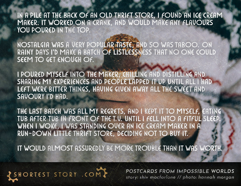 The Ice Cream Maker a short story about churning emotions and an enchanted ice cream machine by special guest writer Shiv MacFarlane