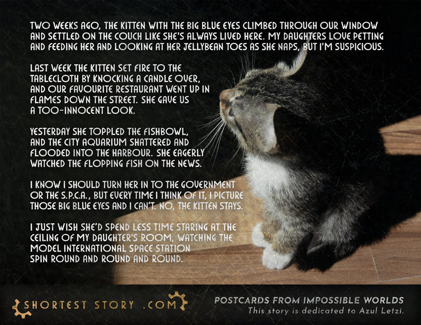 a short story graciously prompted by Kickstarter backer Itzel and dedicated to Azul Letzi