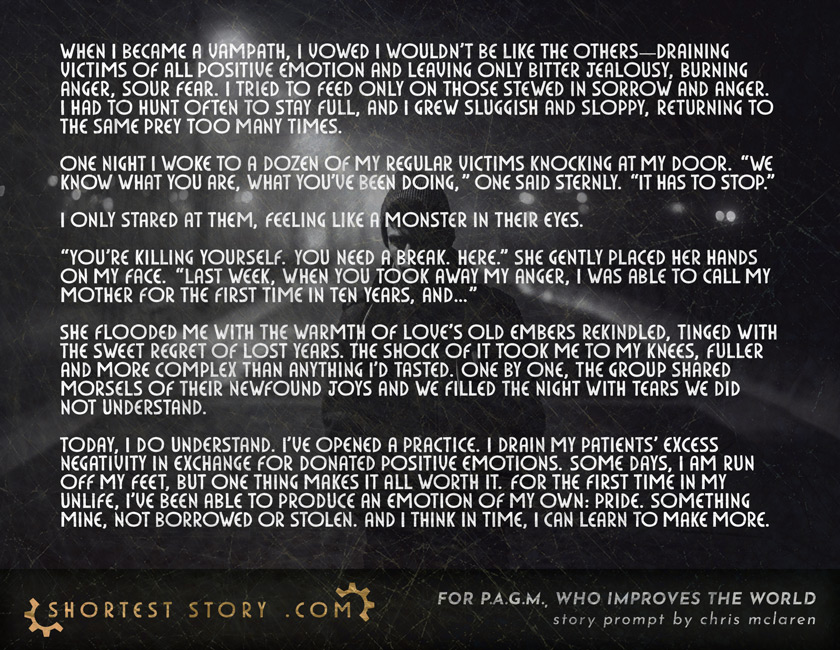 a postcard story dedicated by Chris to PAGM