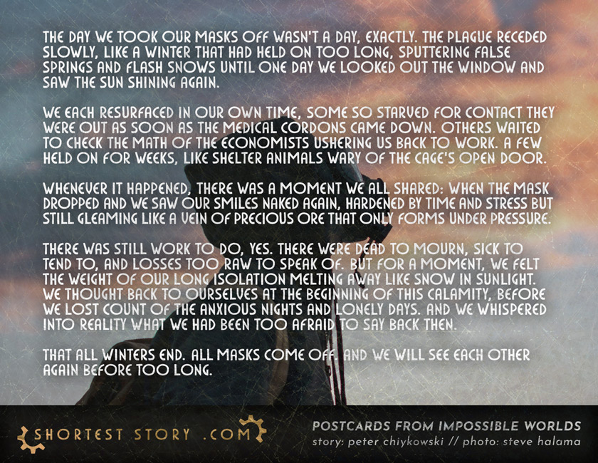 a short story about the day the virus recedes and we can see each other again