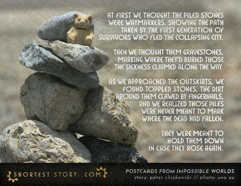 Waymarkers and Gravestones a story about following a trail back to the city after the fall of civilization