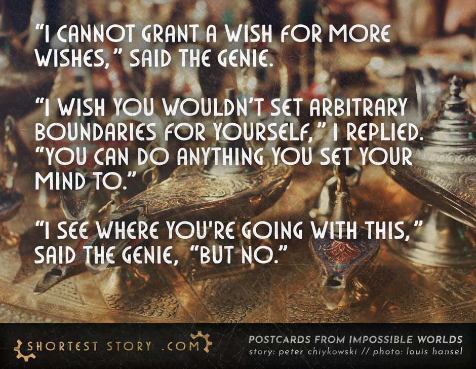 a story about a genie lamp and wishing for more wishes