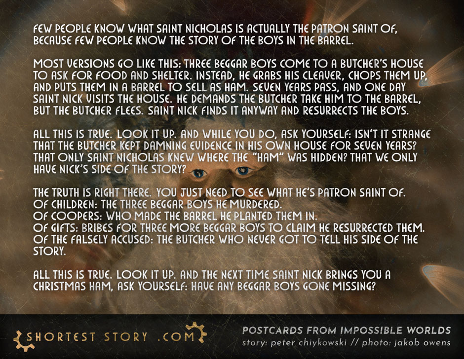 a holiday horror short story/controversial true crime theory jkjk