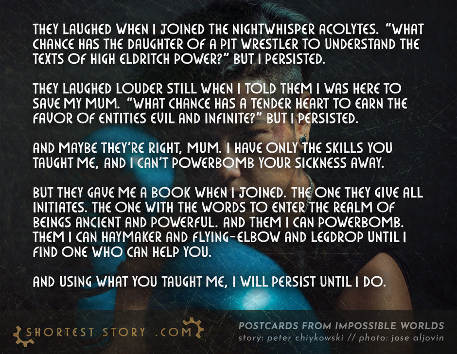 a postcard story about wrestling a loved one back from the dead